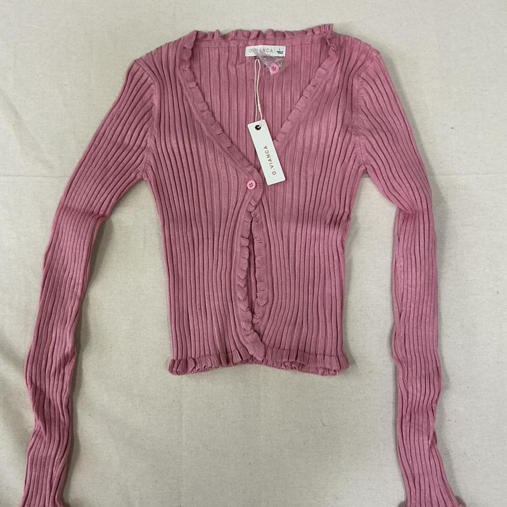 Ovianca pink ribbed knit‎ cardigan top 💕